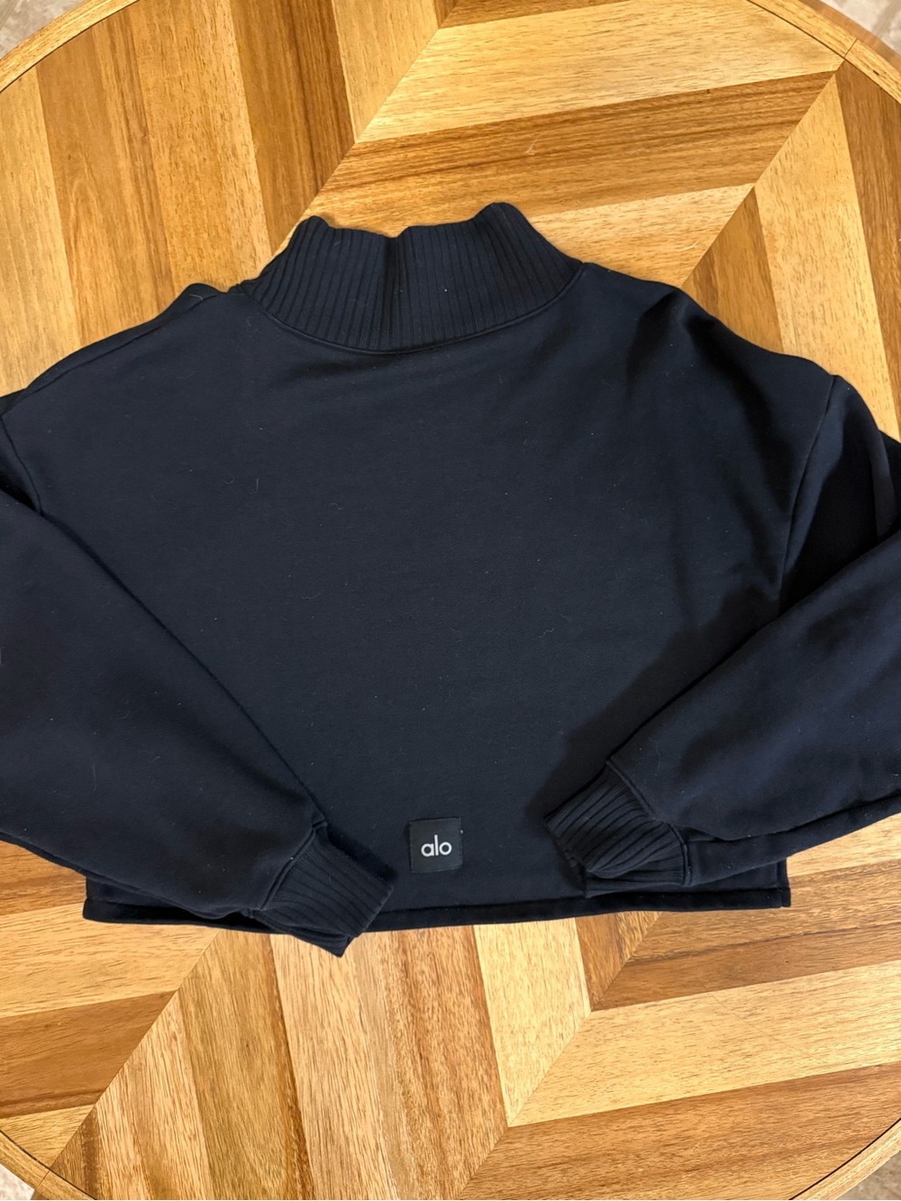 ALO Yoga Black Mock Neck Cropped Sweater